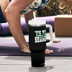 Christmas Football Lover Tumbler With Handle Green PFE Santa Hat Game Day TS11 Print Your Wear