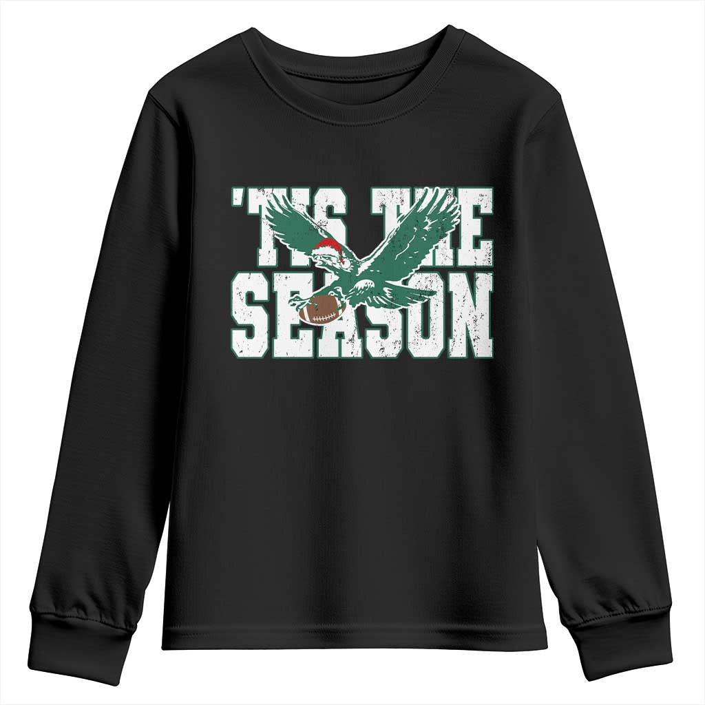 Christmas Football Lover Youth Sweatshirt Green PFE Santa Hat Game Day TS11 Black Print Your Wear