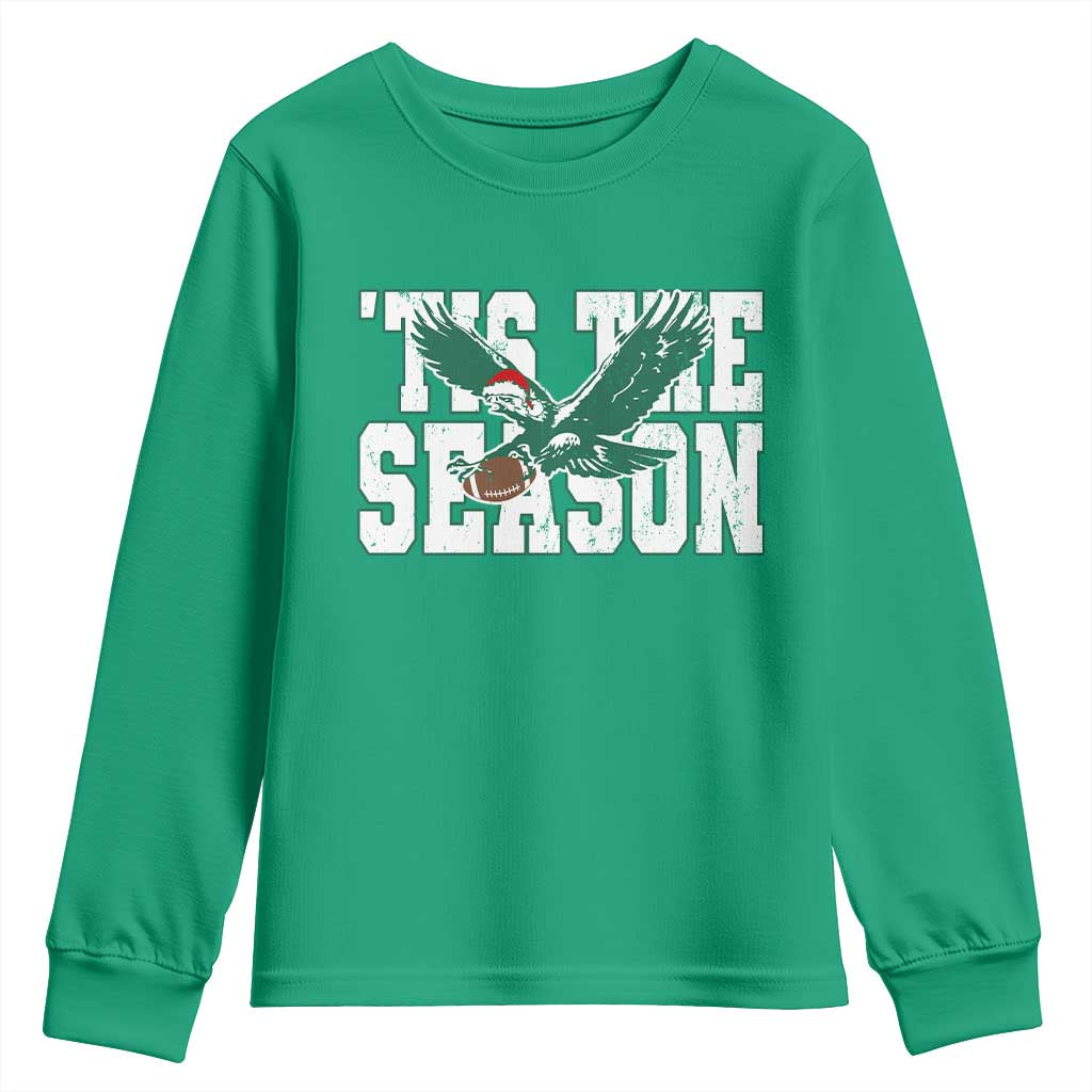 Christmas Football Lover Youth Sweatshirt Green PFE Santa Hat Game Day TS11 Irish Green Print Your Wear