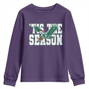 Christmas Football Lover Youth Sweatshirt Green PFE Santa Hat Game Day TS11 Purple Print Your Wear