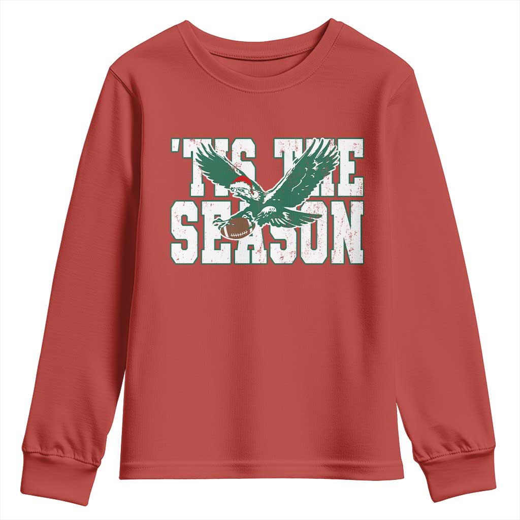 Christmas Football Lover Youth Sweatshirt Green PFE Santa Hat Game Day TS11 Red Print Your Wear