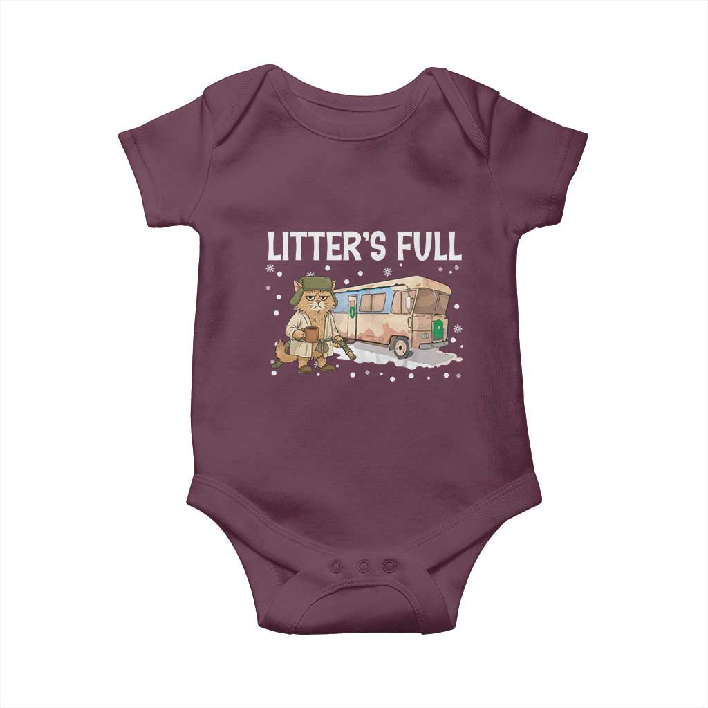 Funny Christmas Vacation Litter's Full Cat Baby Onesie Xmas Movie TS11 Maroon Print Your Wear