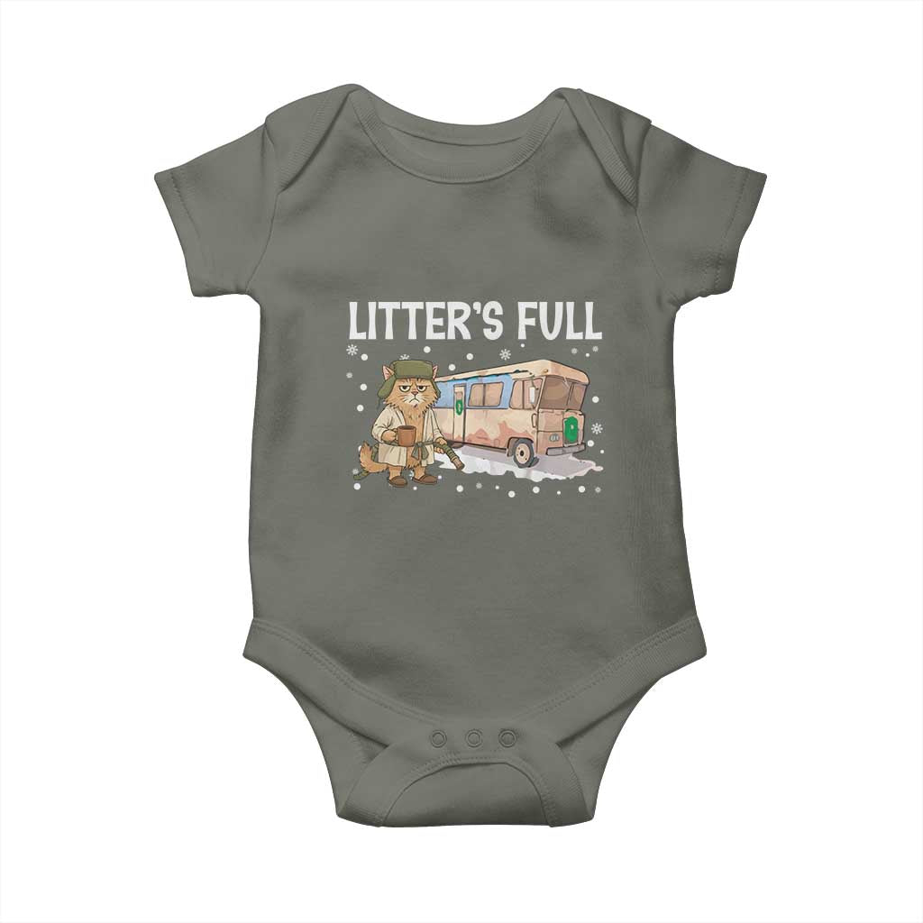 Funny Christmas Vacation Litter's Full Cat Baby Onesie Xmas Movie TS11 Military Green Print Your Wear