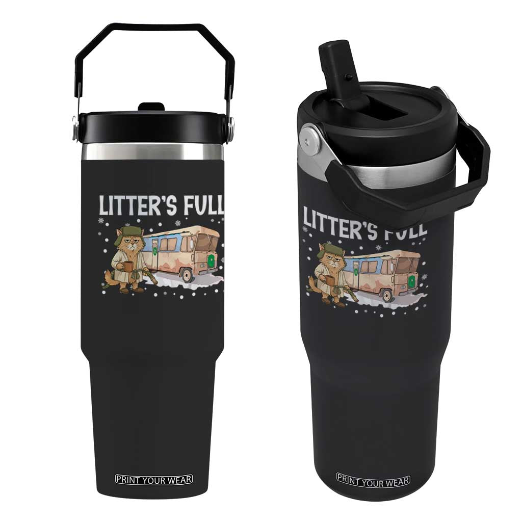 Funny Christmas Vacation Litter's Full Cat Flip Straw Tumbler Xmas Movie TS11 One Size: 30 oz Black Print Your Wear