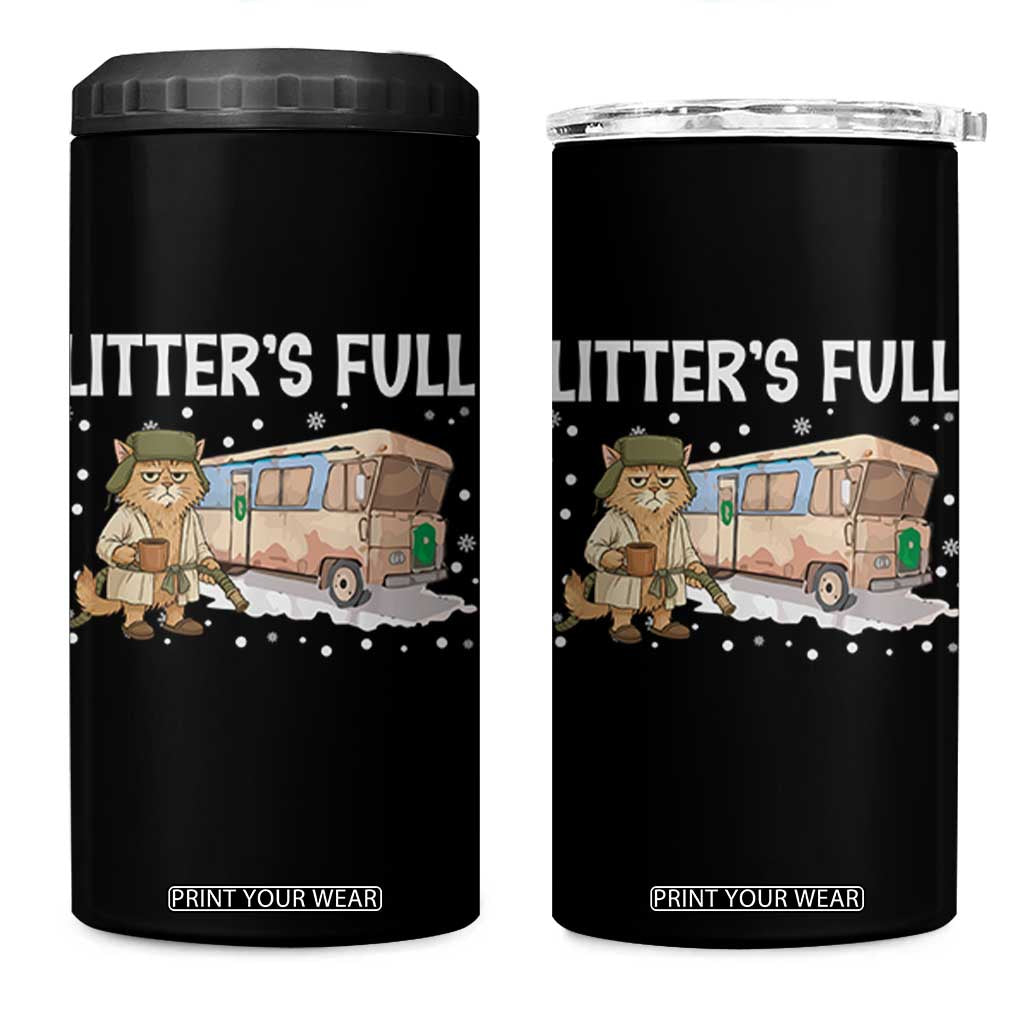 Funny Christmas Vacation Litter's Full Cat 4 in 1 Can Cooler Tumbler Xmas Movie TS11 One Size: 16 oz Black Print Your Wear