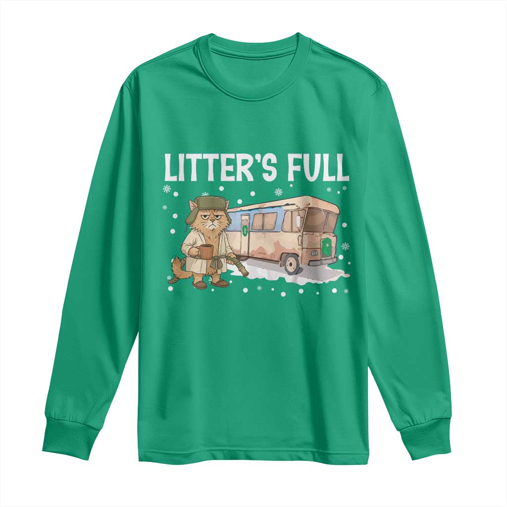 Funny Christmas Vacation Litter's Full Cat Long Sleeve Shirt Xmas Movie TS11 Irish Green Print Your Wear