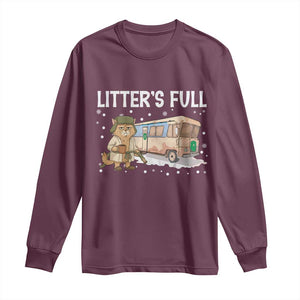 Funny Christmas Vacation Litter's Full Cat Long Sleeve Shirt Xmas Movie TS11 Maroon Print Your Wear