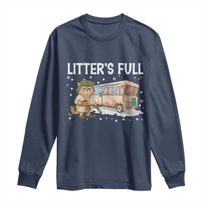 Funny Christmas Vacation Litter's Full Cat Long Sleeve Shirt Xmas Movie TS11 Navy Print Your Wear