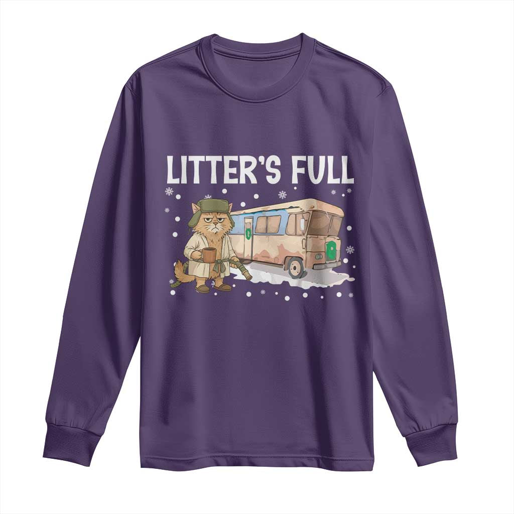 Funny Christmas Vacation Litter's Full Cat Long Sleeve Shirt Xmas Movie TS11 Purple Print Your Wear