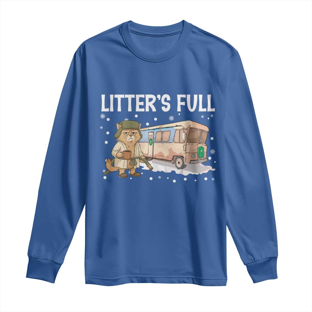 Funny Christmas Vacation Litter's Full Cat Long Sleeve Shirt Xmas Movie TS11 Royal Blue Print Your Wear
