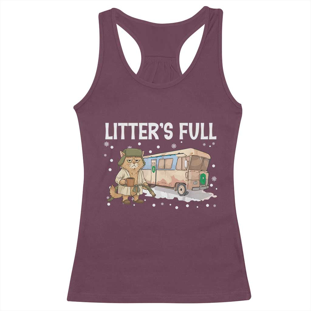 Funny Christmas Vacation Litter's Full Cat Racerback Tank Top Xmas Movie TS11 Maroon Print Your Wear