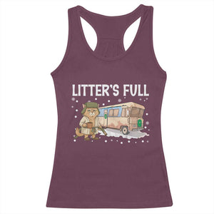 Funny Christmas Vacation Litter's Full Cat Racerback Tank Top Xmas Movie TS11 Maroon Print Your Wear