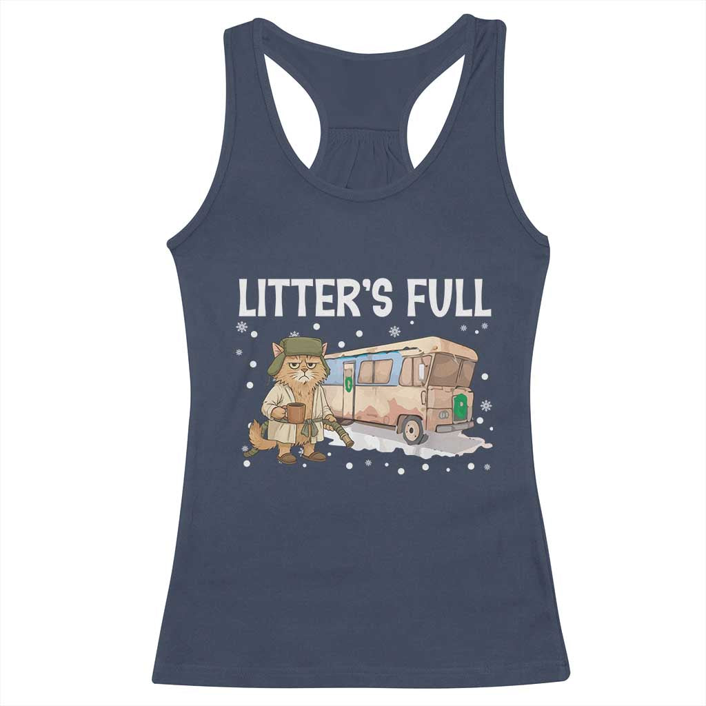 Funny Christmas Vacation Litter's Full Cat Racerback Tank Top Xmas Movie TS11 Navy Print Your Wear