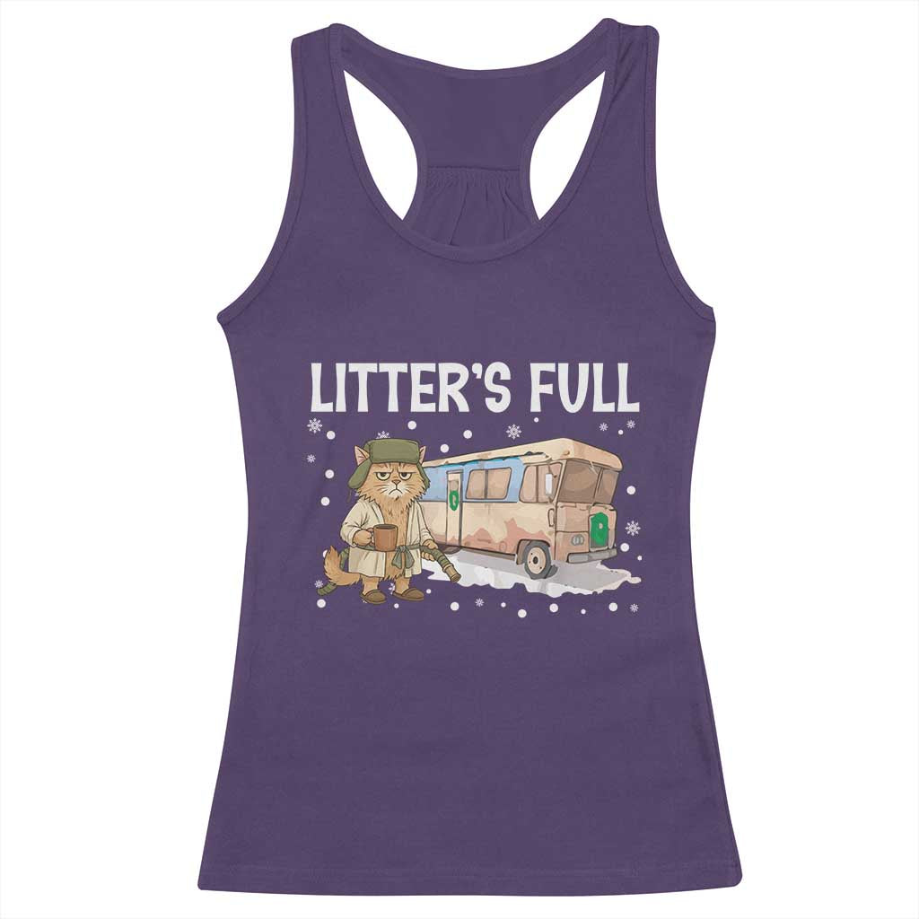 Funny Christmas Vacation Litter's Full Cat Racerback Tank Top Xmas Movie TS11 Purple Print Your Wear