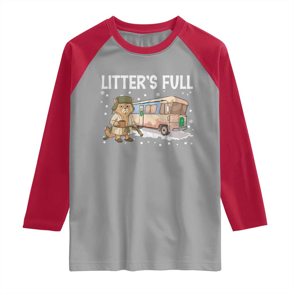 Funny Christmas Vacation Litter's Full Cat Raglan Shirt Xmas Movie TS11 Sport Gray Red Print Your Wear