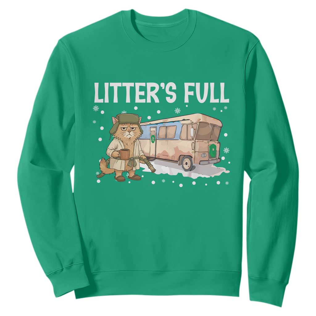 Funny Christmas Vacation Litter's Full Cat Sweatshirt Xmas Movie TS11 Irish Green Print Your Wear