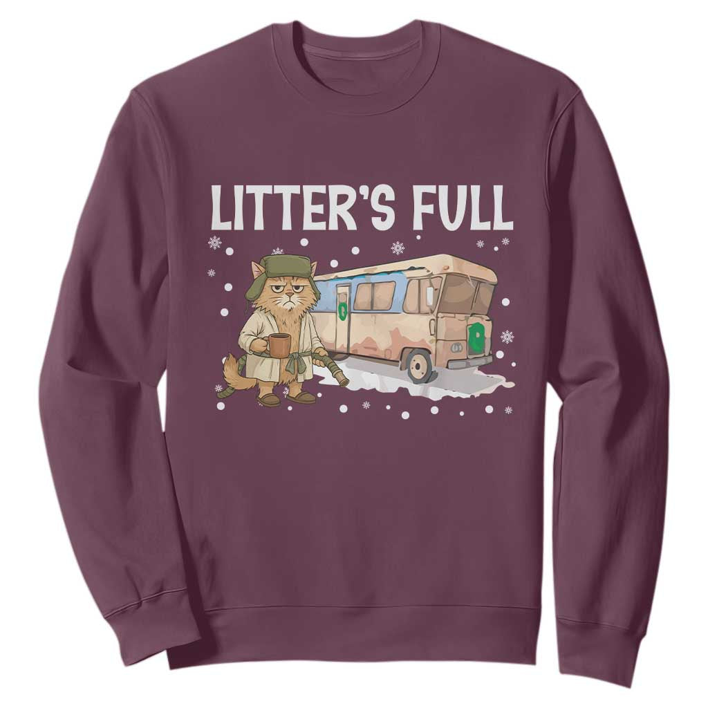 Funny Christmas Vacation Litter's Full Cat Sweatshirt Xmas Movie TS11 Maroon Print Your Wear