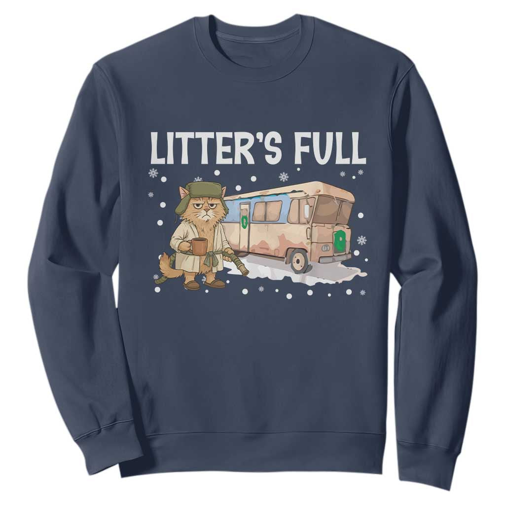 Funny Christmas Vacation Litter's Full Cat Sweatshirt Xmas Movie TS11 Navy Print Your Wear