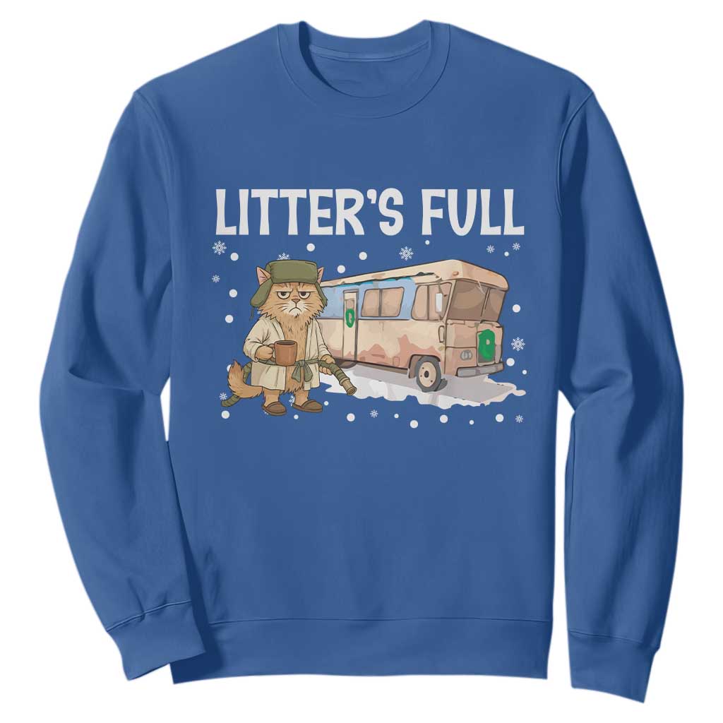 Funny Christmas Vacation Litter's Full Cat Sweatshirt Xmas Movie TS11 Royal Blue Print Your Wear