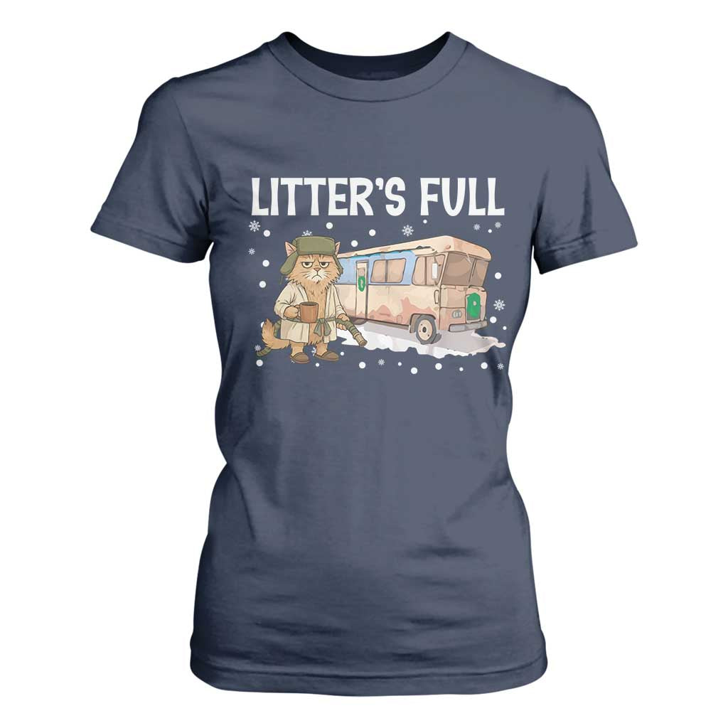 Funny Christmas Vacation Litter's Full Cat T Shirt For Women Xmas Movie TS11 Navy Print Your Wear