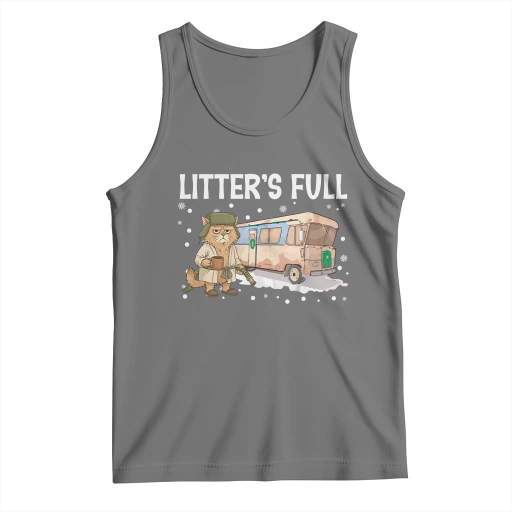 Funny Christmas Vacation Litter's Full Cat Tank Top Xmas Movie TS11 Black Heather Print Your Wear