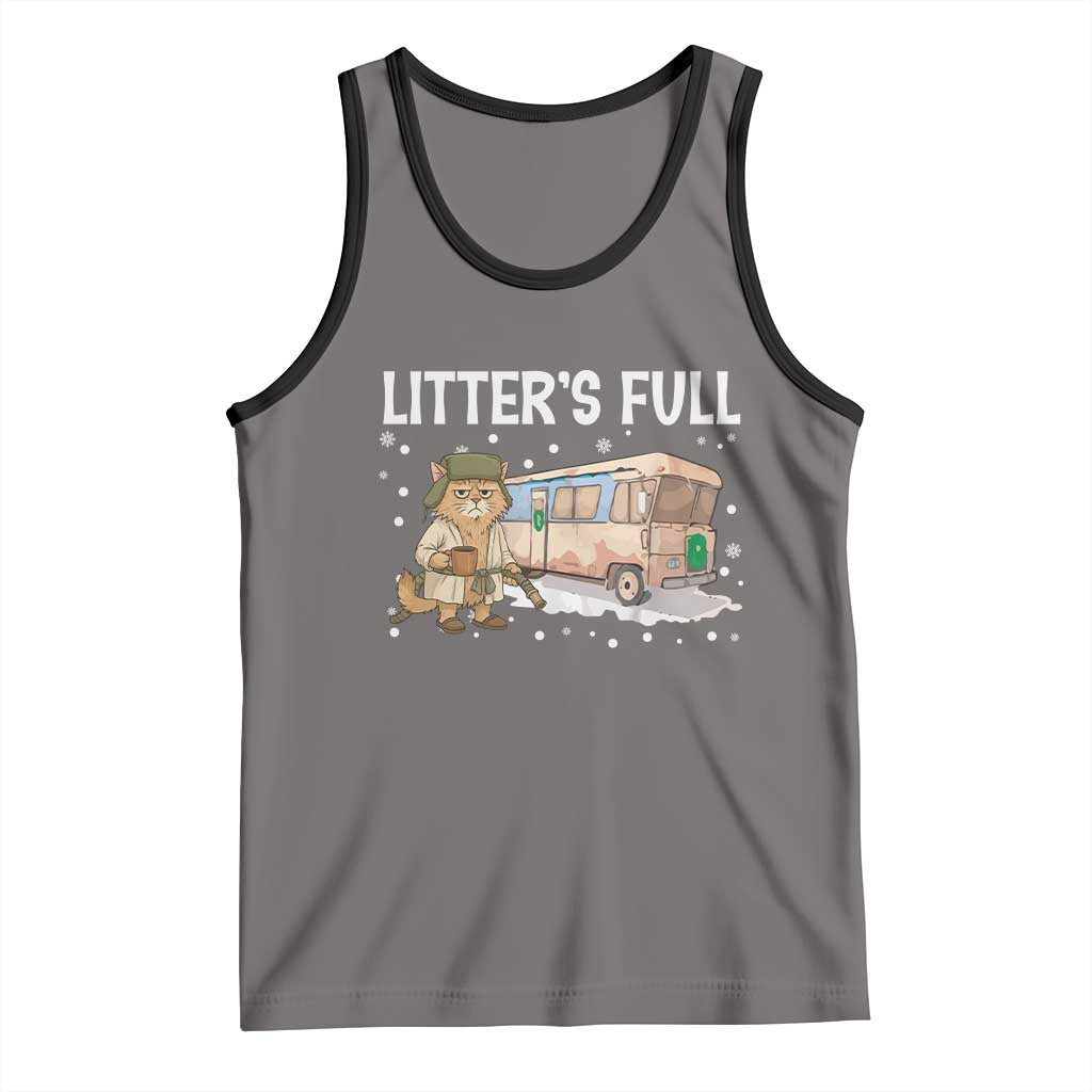 Funny Christmas Vacation Litter's Full Cat Tank Top Xmas Movie TS11 Deep Heather Black Print Your Wear