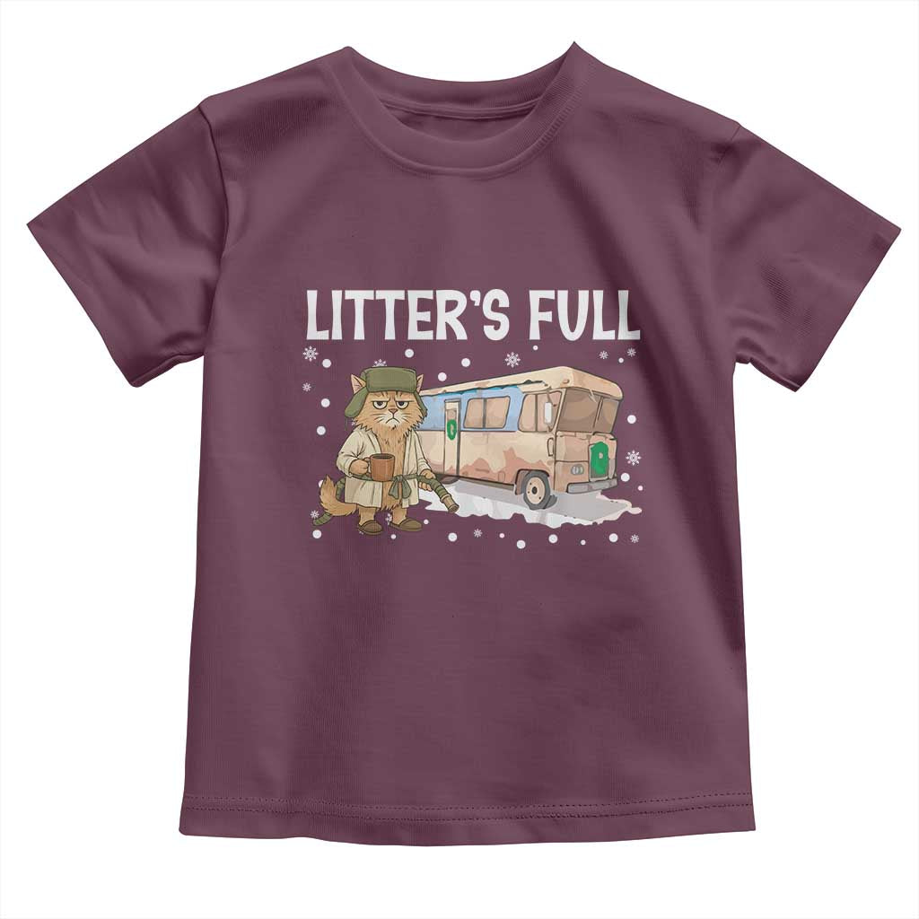 Funny Christmas Vacation Litter's Full Cat Toddler T Shirt Xmas Movie TS11 Maroon Print Your Wear