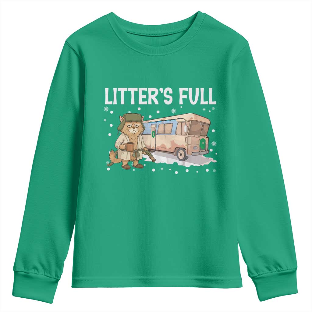 Funny Christmas Vacation Litter's Full Cat Youth Sweatshirt Xmas Movie TS11 Irish Green Print Your Wear