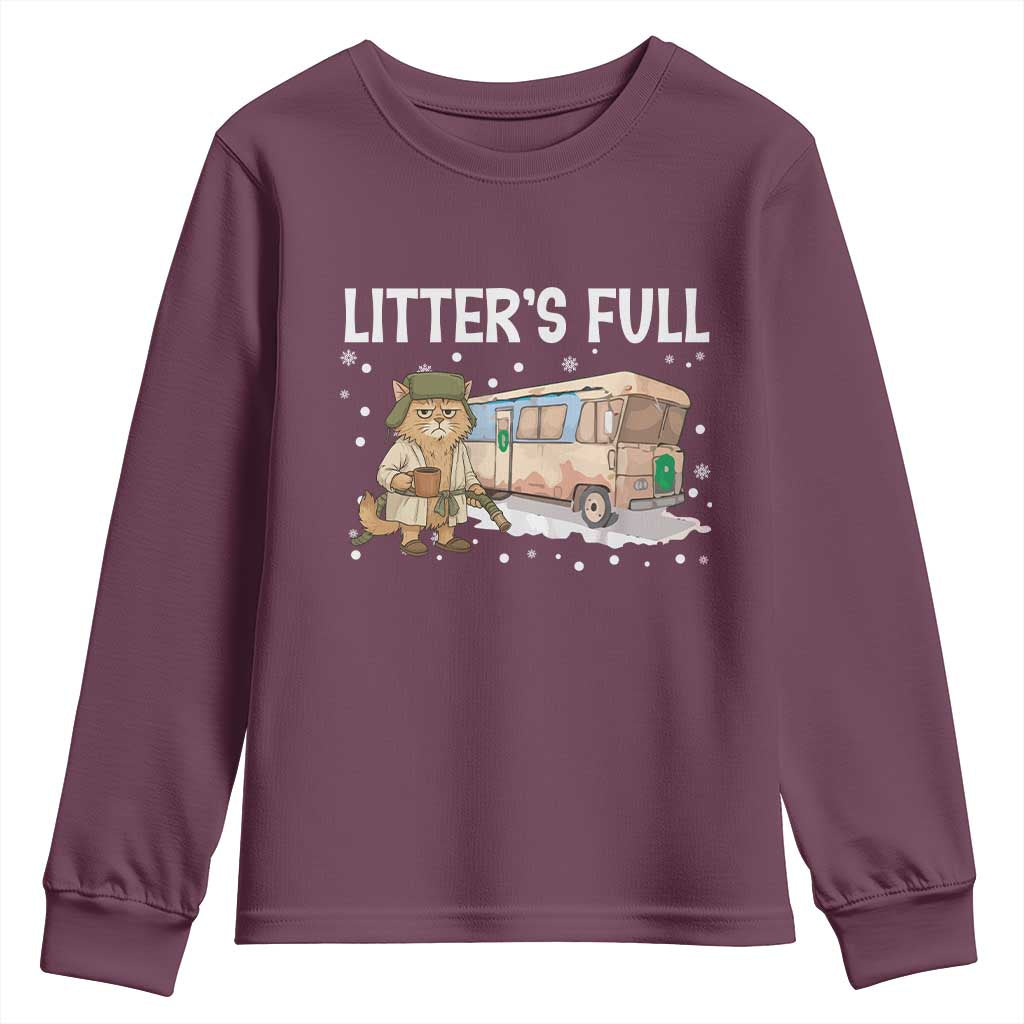 Funny Christmas Vacation Litter's Full Cat Youth Sweatshirt Xmas Movie TS11 Maroon Print Your Wear
