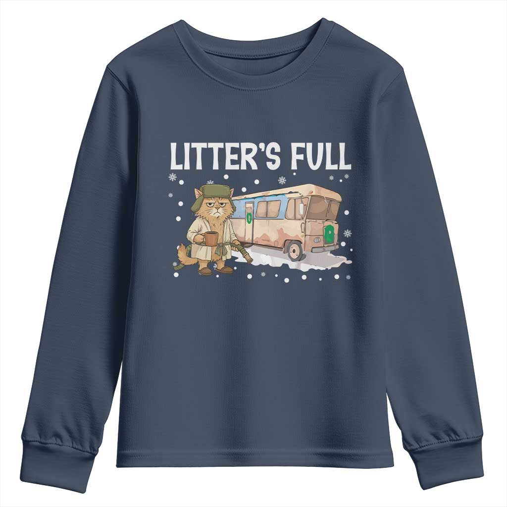 Funny Christmas Vacation Litter's Full Cat Youth Sweatshirt Xmas Movie TS11 Navy Print Your Wear
