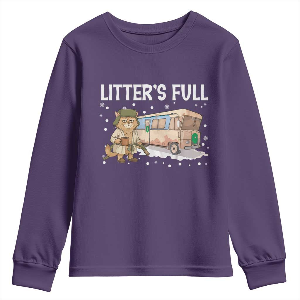 Funny Christmas Vacation Litter's Full Cat Youth Sweatshirt Xmas Movie TS11 Purple Print Your Wear