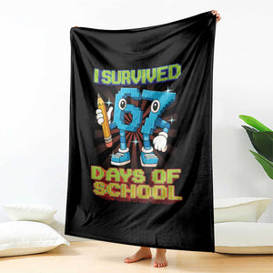 Funny I Survived 67 Days Of School Throw Blanket Six Seven Meme Pixel Game Gen Alpha TS11 Print Your Wear