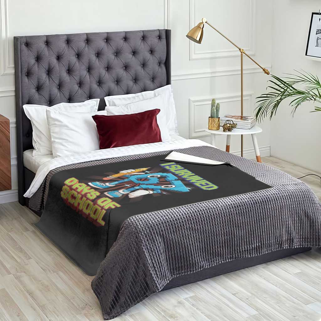 Funny I Survived 67 Days Of School Throw Blanket Six Seven Meme Pixel Game Gen Alpha TS11 Print Your Wear