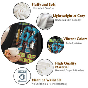 Funny I Survived 67 Days Of School Throw Blanket Six Seven Meme Pixel Game Gen Alpha TS11 Print Your Wear