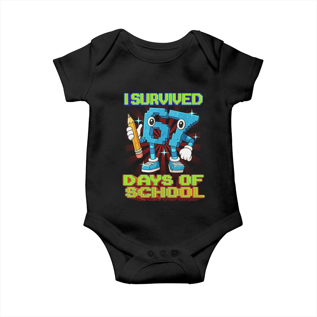 Funny I Survived 67 Days Of School Baby Onesie Six Seven Meme Pixel Game Gen Alpha TS11 Black Print Your Wear
