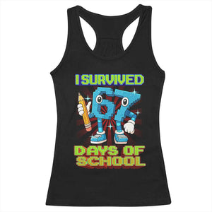 Funny I Survived 67 Days Of School Racerback Tank Top Six Seven Meme Pixel Game Gen Alpha TS11 Black Print Your Wear