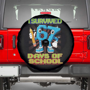 Funny I Survived 67 Days Of School Spare Tire Cover Six Seven Meme Pixel Game Gen Alpha TS11 Black Print Your Wear