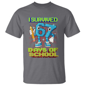 Funny I Survived 67 Days Of School T Shirt Six Seven Meme Pixel Game Gen Alpha TS11 Charcoal Print Your Wear