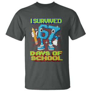 Funny I Survived 67 Days Of School T Shirt Six Seven Meme Pixel Game Gen Alpha TS11 Dark Heather Print Your Wear