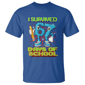 Funny I Survived 67 Days Of School T Shirt Six Seven Meme Pixel Game Gen Alpha TS11 Royal Blue Print Your Wear