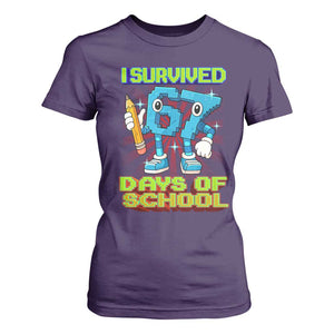 Funny I Survived 67 Days Of School T Shirt For Women Six Seven Meme Pixel Game Gen Alpha TS11 Purple Print Your Wear