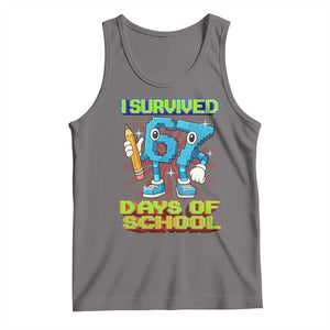 Funny I Survived 67 Days Of School Tank Top Six Seven Meme Pixel Game Gen Alpha TS11 Deep Heather Print Your Wear
