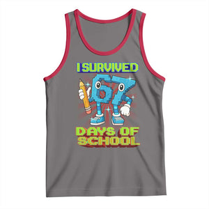 Funny I Survived 67 Days Of School Tank Top Six Seven Meme Pixel Game Gen Alpha TS11 Deep Heather Red Print Your Wear