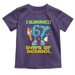 Funny I Survived 67 Days Of School Toddler T Shirt Six Seven Meme Pixel Game Gen Alpha TS11 Purple Print Your Wear