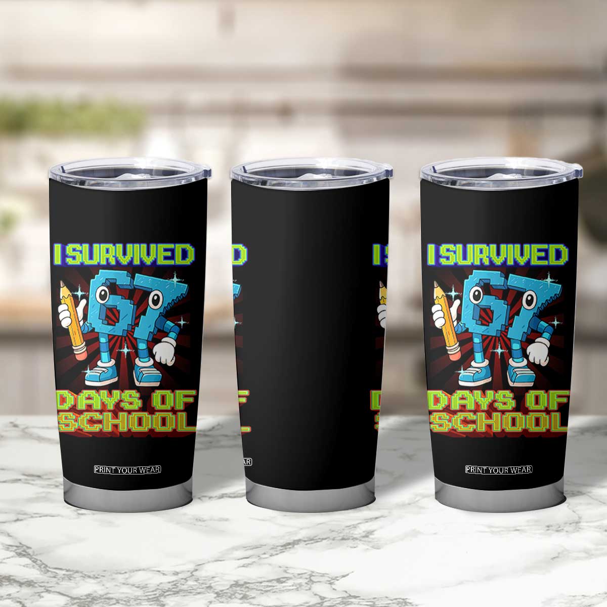 Funny I Survived 67 Days Of School Tumbler Cup Six Seven Meme Pixel Game Gen Alpha TS11 Print Your Wear