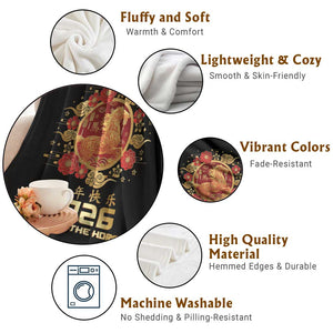 Chinese New Year 2026 Year of The Horse Throw Blanket Golden Zodiac Horse TS11 Print Your Wear