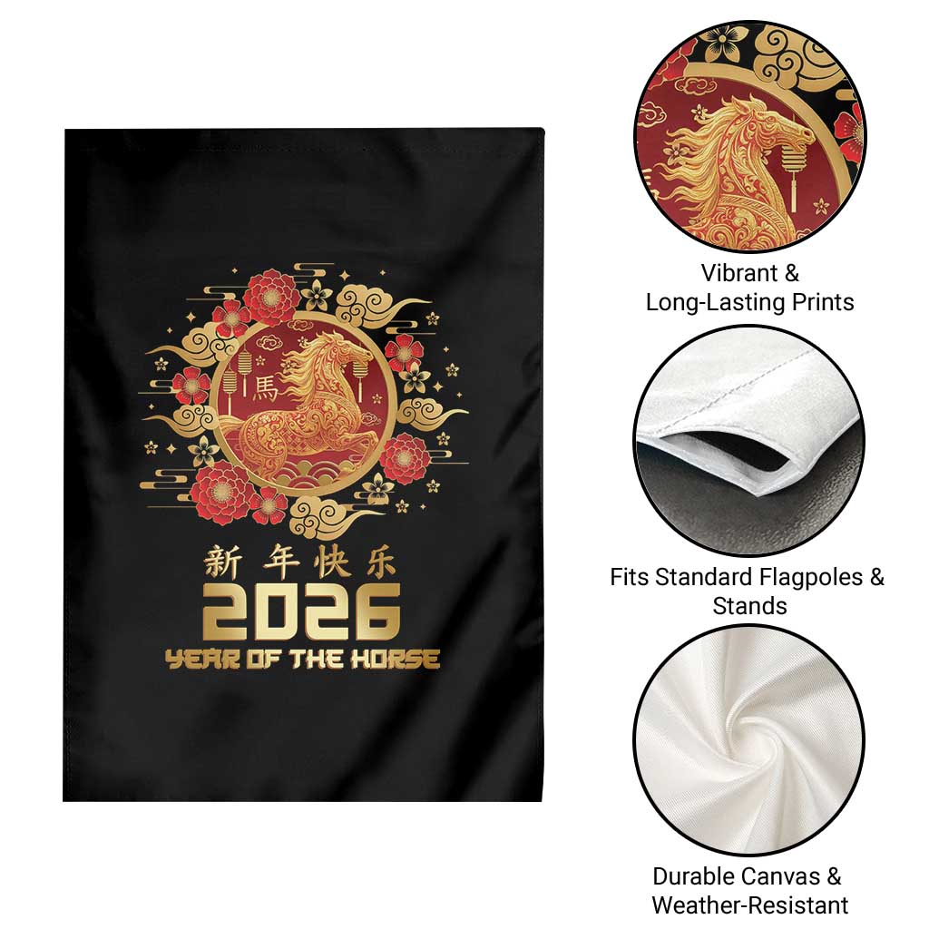 Chinese New Year 2026 Year of The Horse Garden Flag Golden Zodiac Horse TS11 Print Your Wear