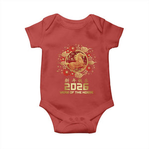 Chinese New Year 2026 Year of The Horse Baby Onesie Golden Zodiac Horse TS11 Red Print Your Wear