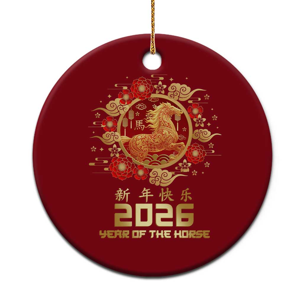 Chinese New Year 2026 Year of The Horse Ceramic Ornament Golden Zodiac Horse TS11 1pc Red Print Your Wear