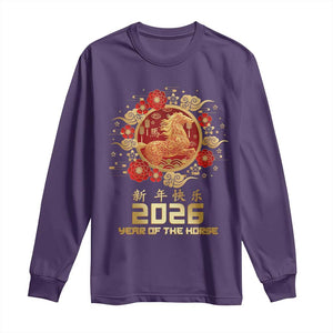 Chinese New Year 2026 Year of The Horse Long Sleeve Shirt Golden Zodiac Horse TS11 Purple Print Your Wear